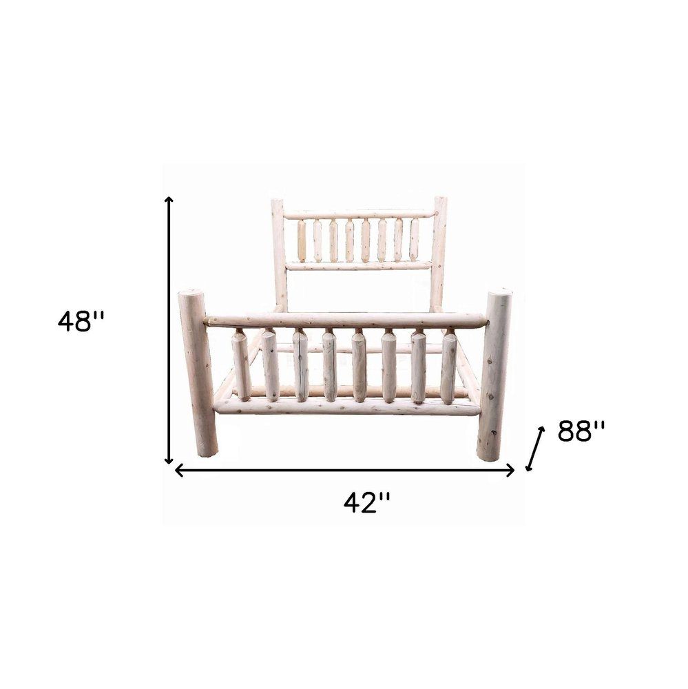 Natural Clear Finish Low Post Cedar Log Twin Bed