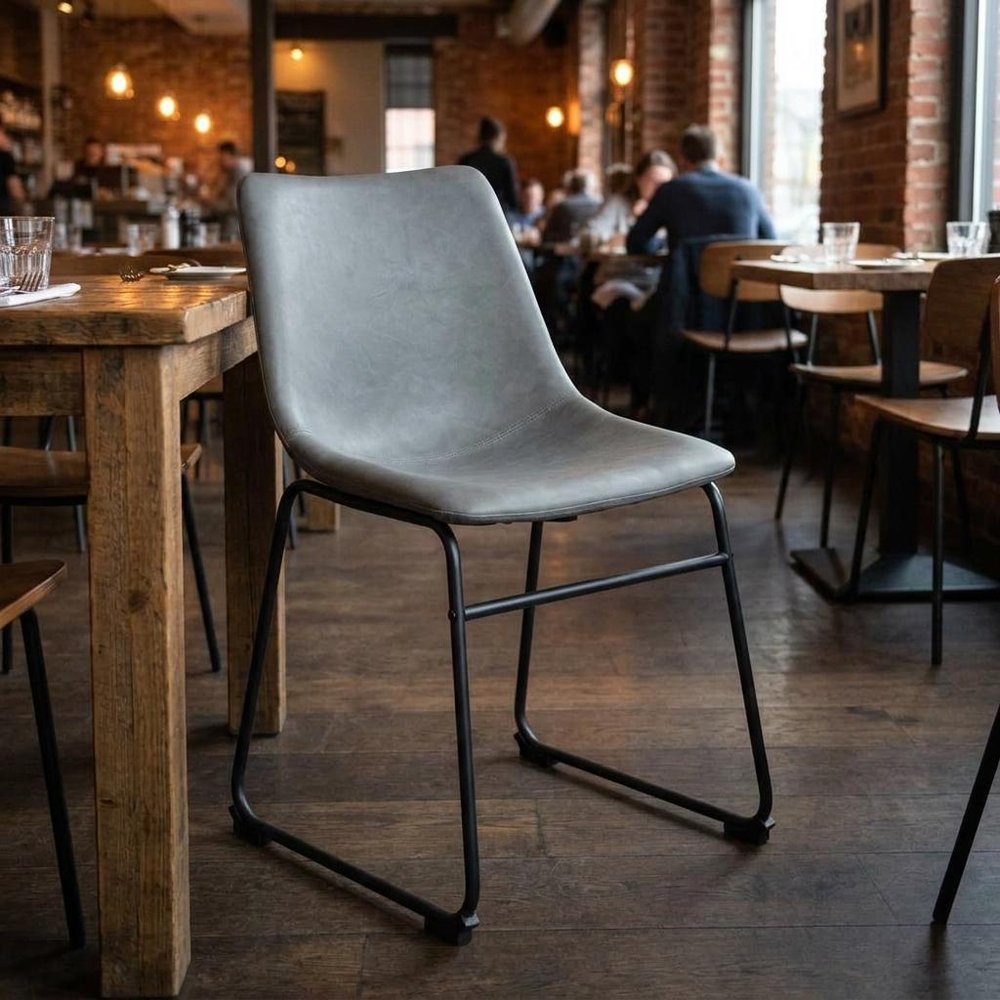 Set of Two Charcoal and Black Upholstered Velvet Dining Side chairs