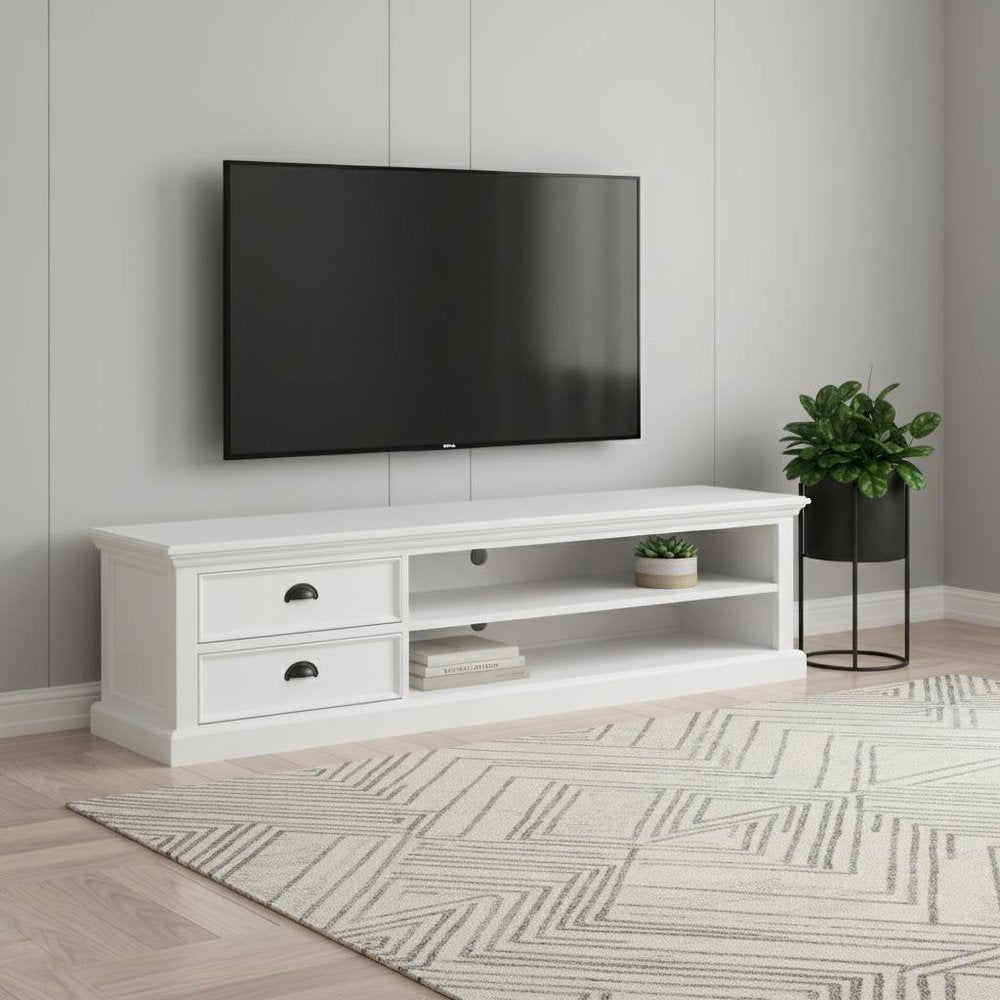 71" Classic White Entertainment Unit with Two Drawers