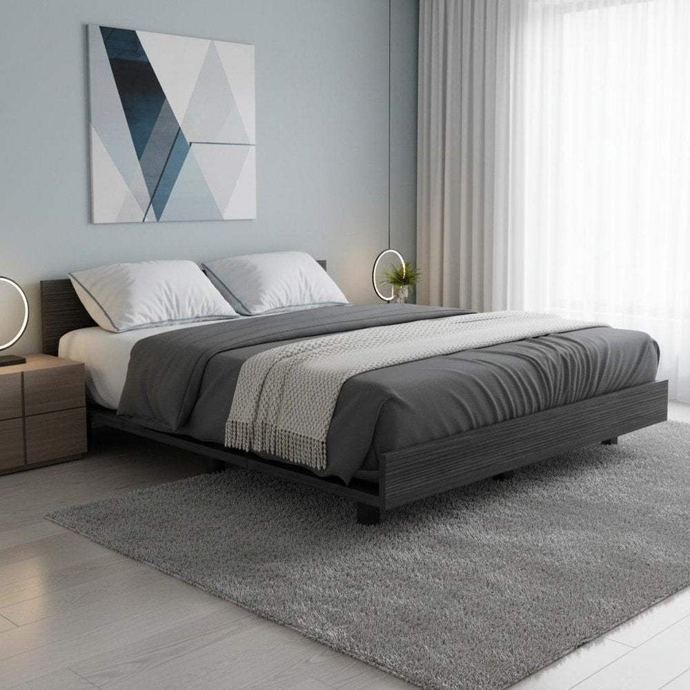 Smoky Black Wood Twin Bed Frame