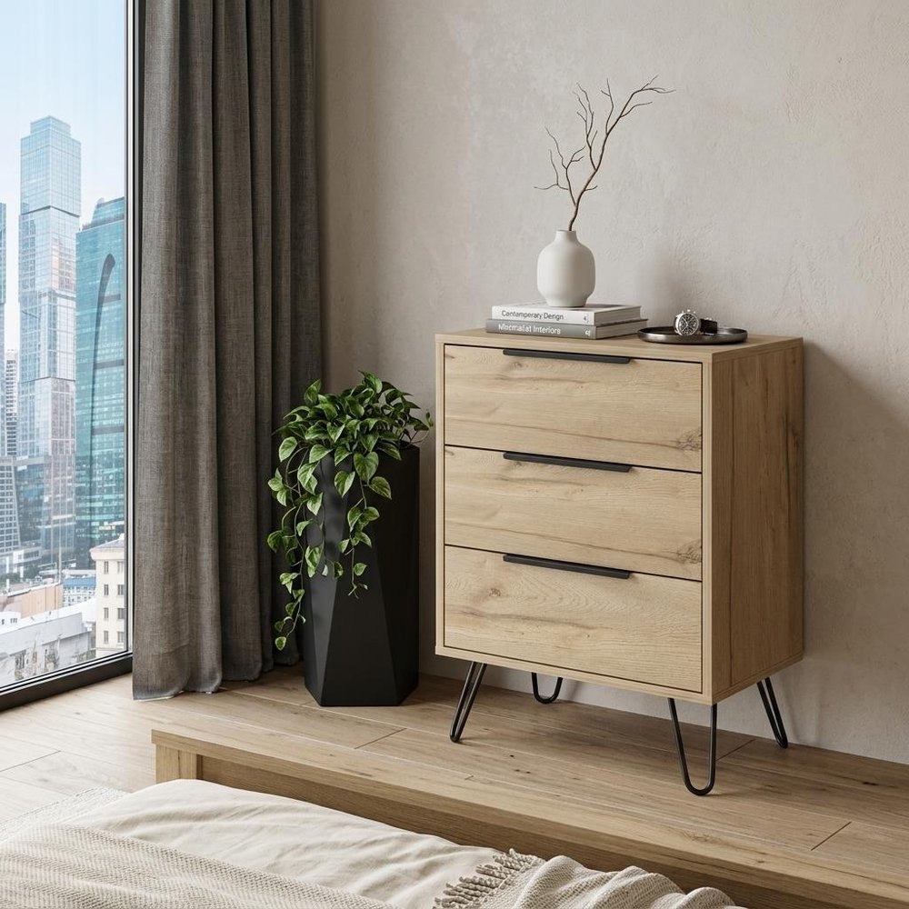 47" Natural Wood Four Drawer Double Dresser