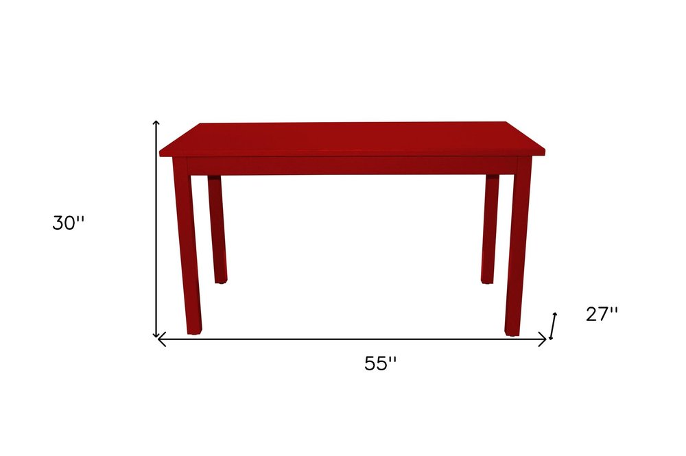 60" Fire Engine Red Solid Wood Dining Table