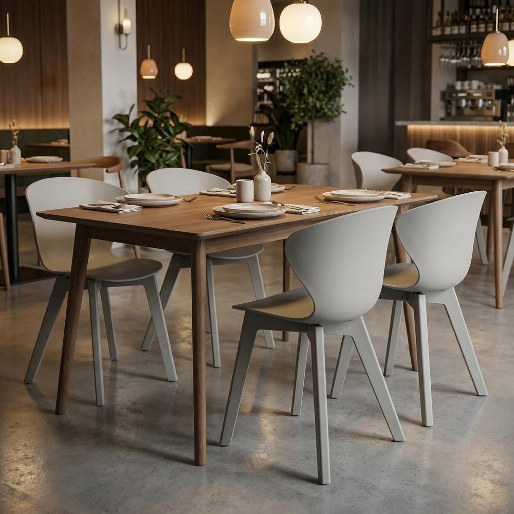Set of Four Gray Heavy Duty Plastic Dining Side Chairs