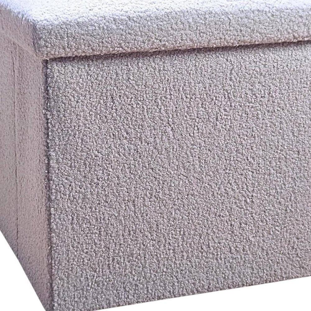 12" Gray Boucle Cube Ottoman With Storage