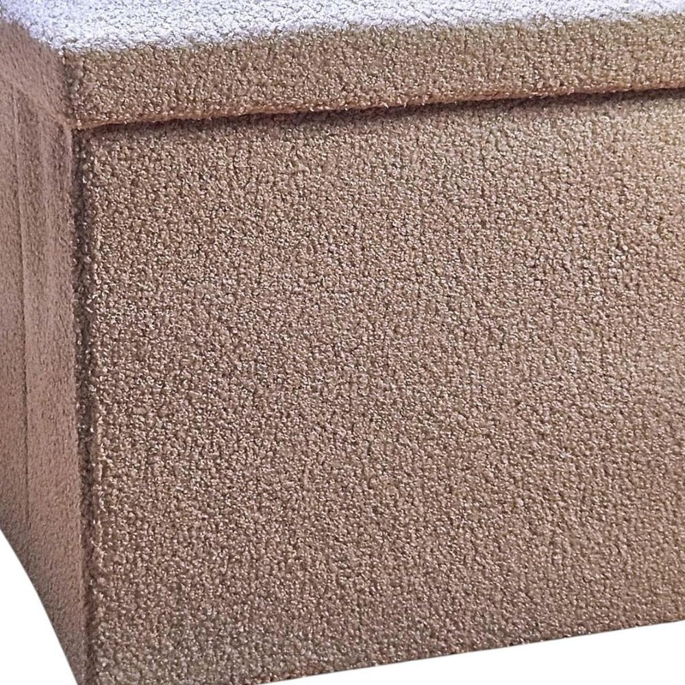 30" Taupe Boucle Ottoman With Storage