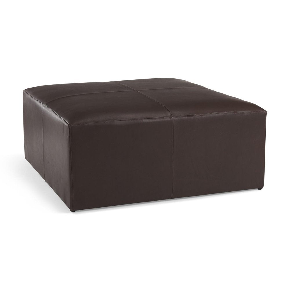 36" Brown Genuine Leather Cocktail Ottoman