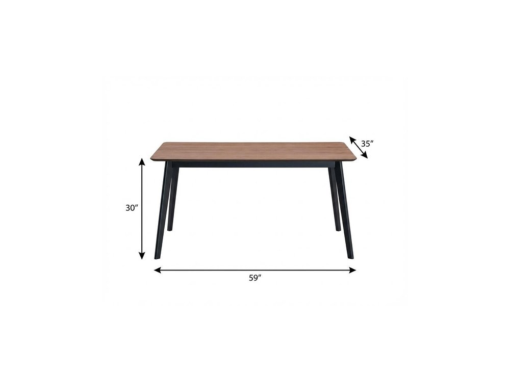 59" Walnut and Black Wood Dining Table