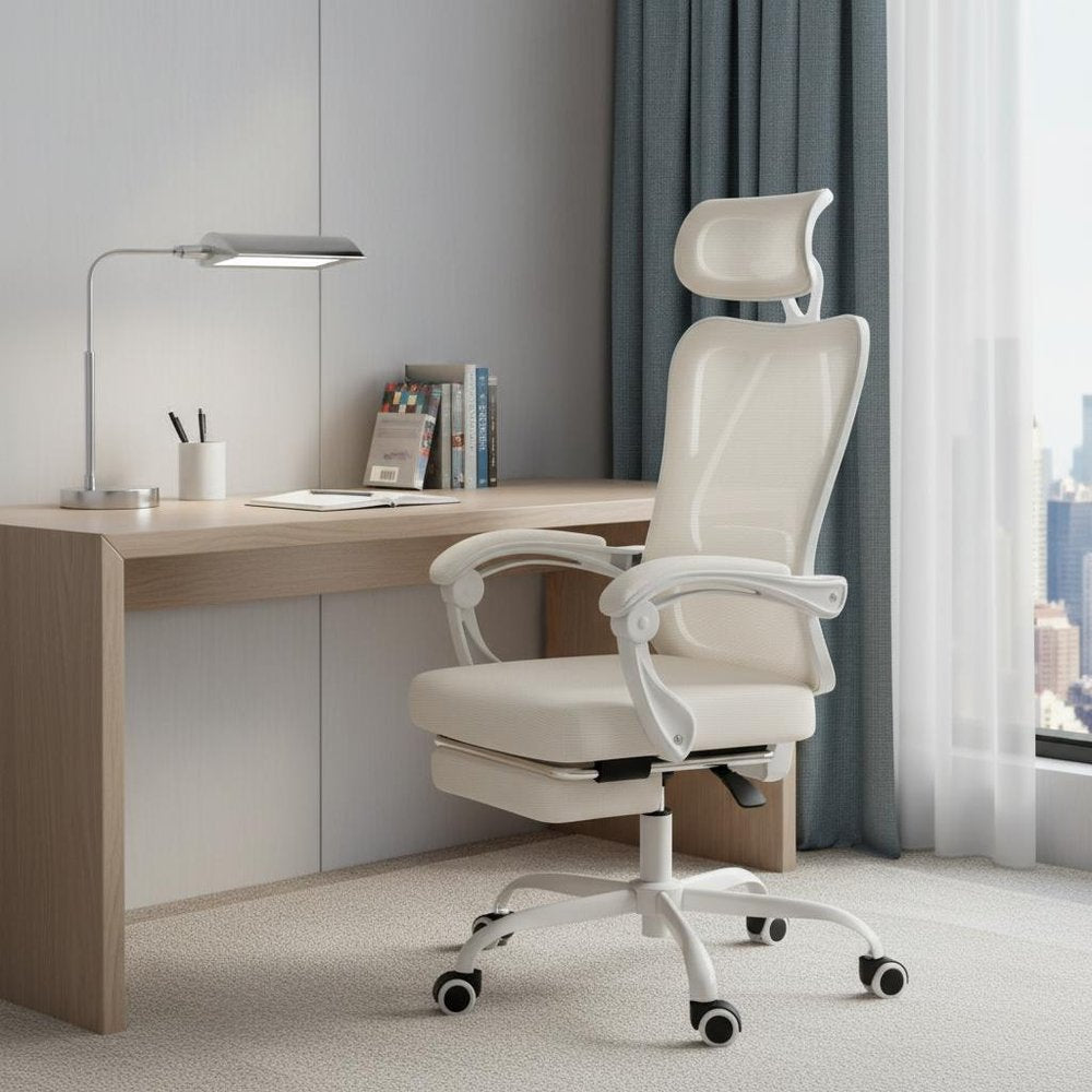 White And Black Swivel Rolling Office Chair
