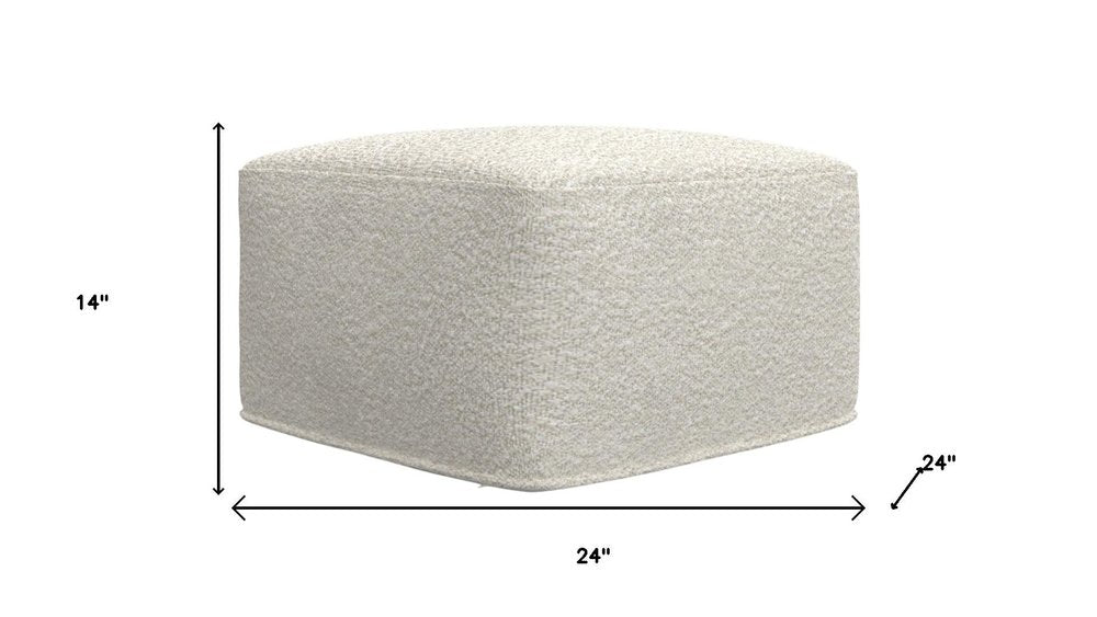 24" Ivory Boucle Pouf Ottoman