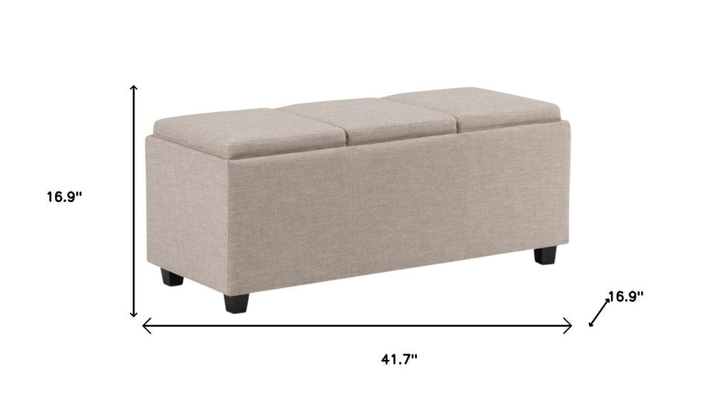 42" Natural And Dark Brown Ottoman With Storage