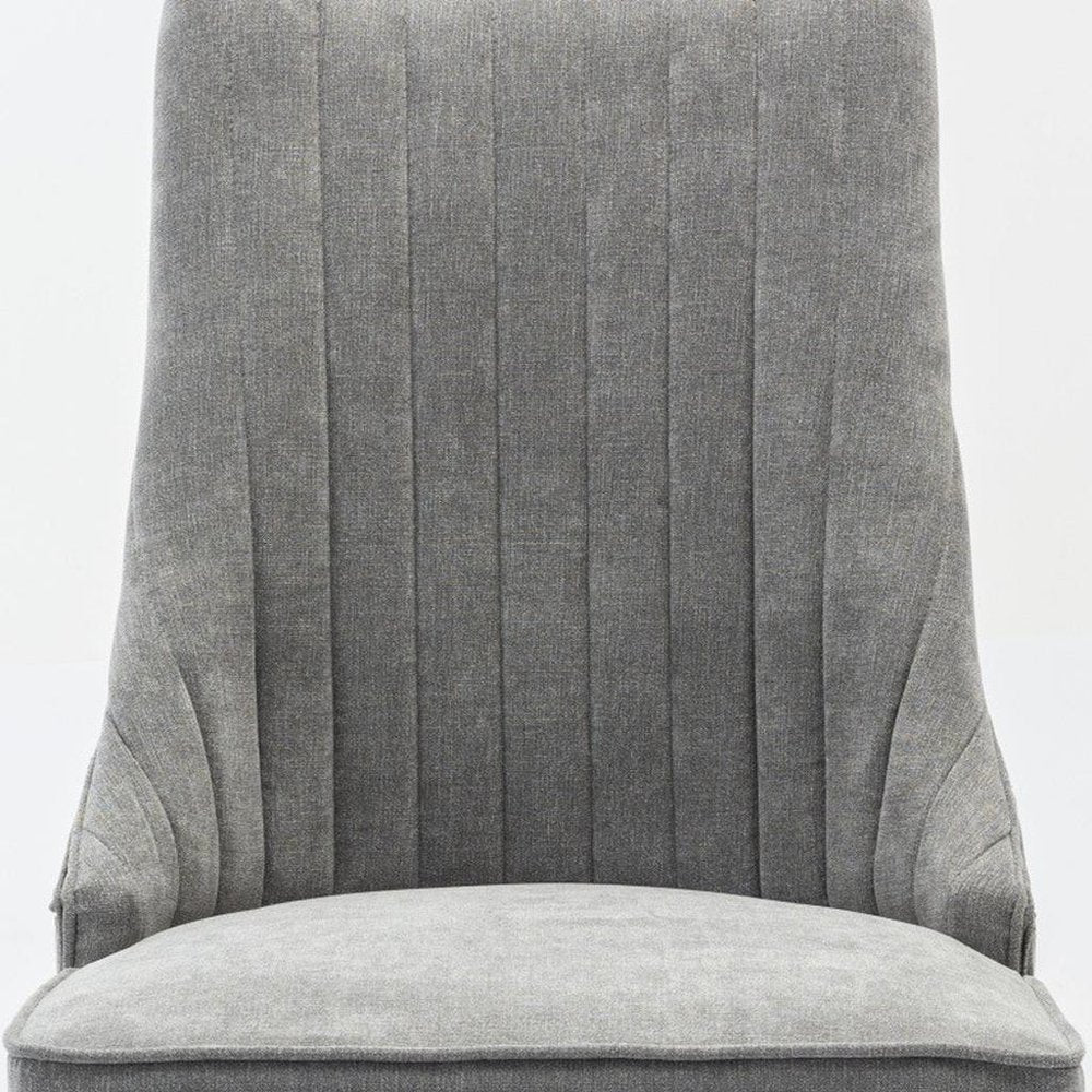 Set of Two Gray And Brown Tufted Velvet And Solid Wood Dining Side Chairs