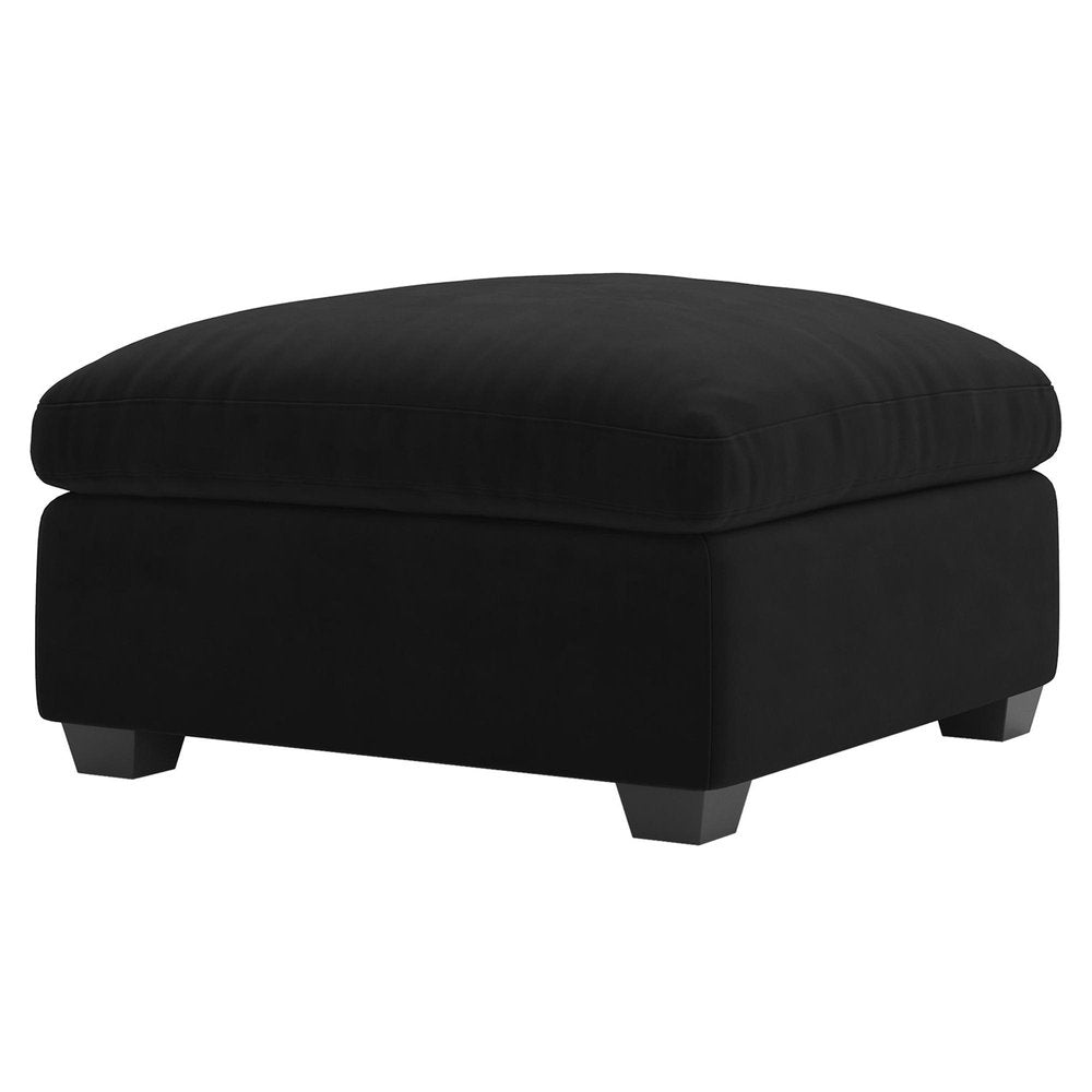 32" Beige and Black Velvet Ottoman