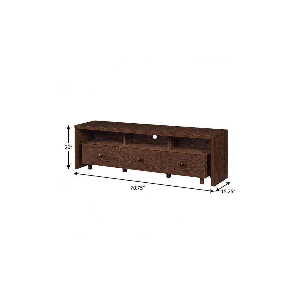71" Brown Wood Enclosed and Open Storage TV Stand