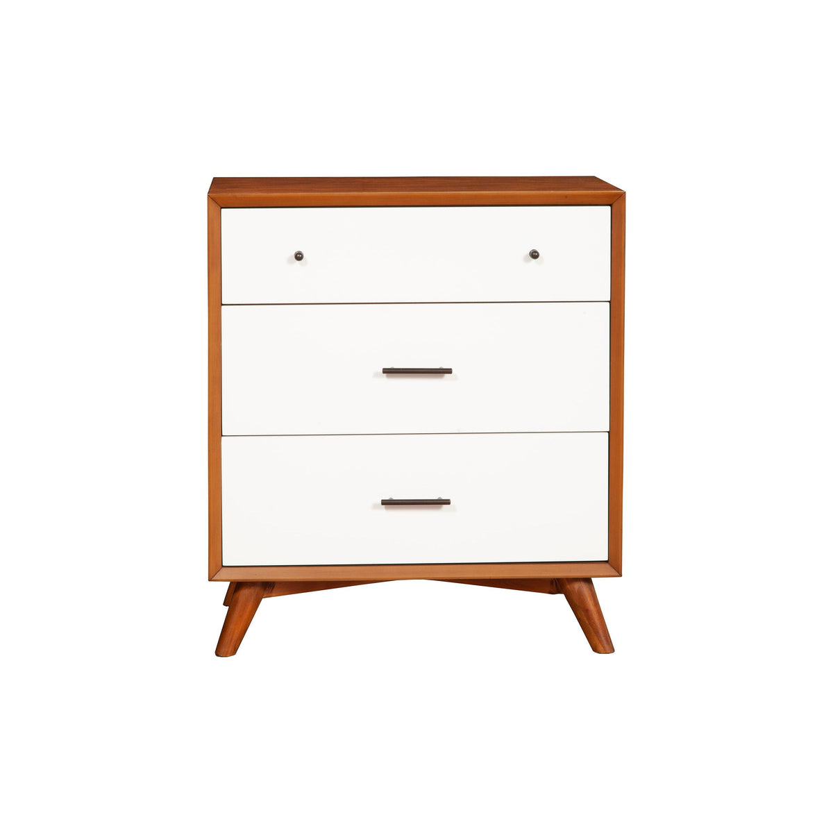 Flynn 3 Drawer Two Tone Small Chest, Chestnut/White