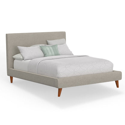 Britney California King Upholstered Platform Bed, Light Grey Linen