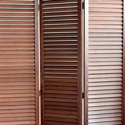 67" Brown Solid Wood Panel Screen Room Divider
