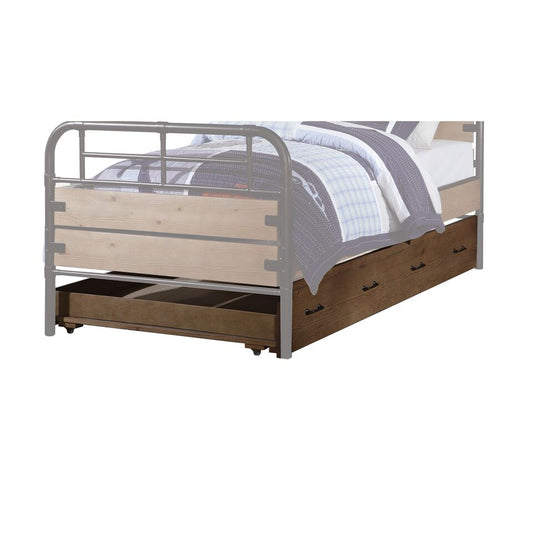 Brown and Black Solid Wood Twin Roll Out Trundle