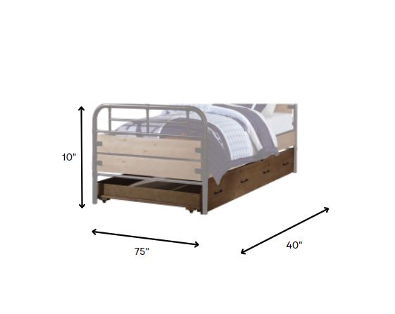 Brown and Black Solid Wood Twin Roll Out Trundle