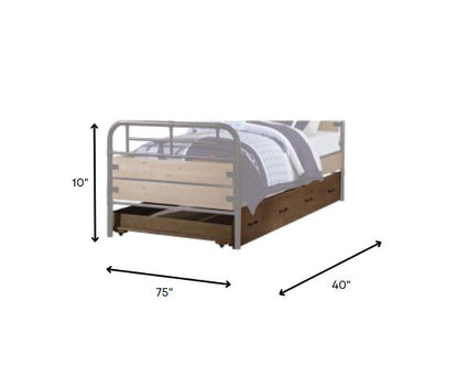 Brown and Black Solid Wood Twin Roll Out Trundle