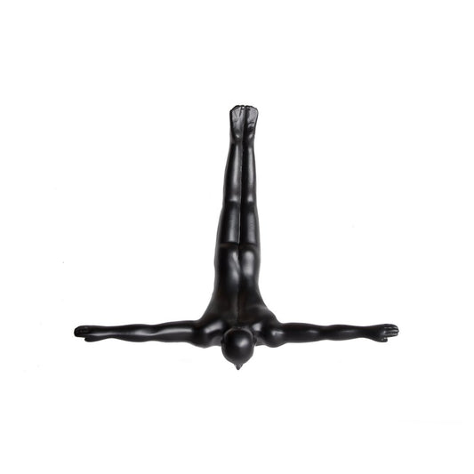 7" X 7" Black Resin Diving Man Hanging Dimensional Sculpture