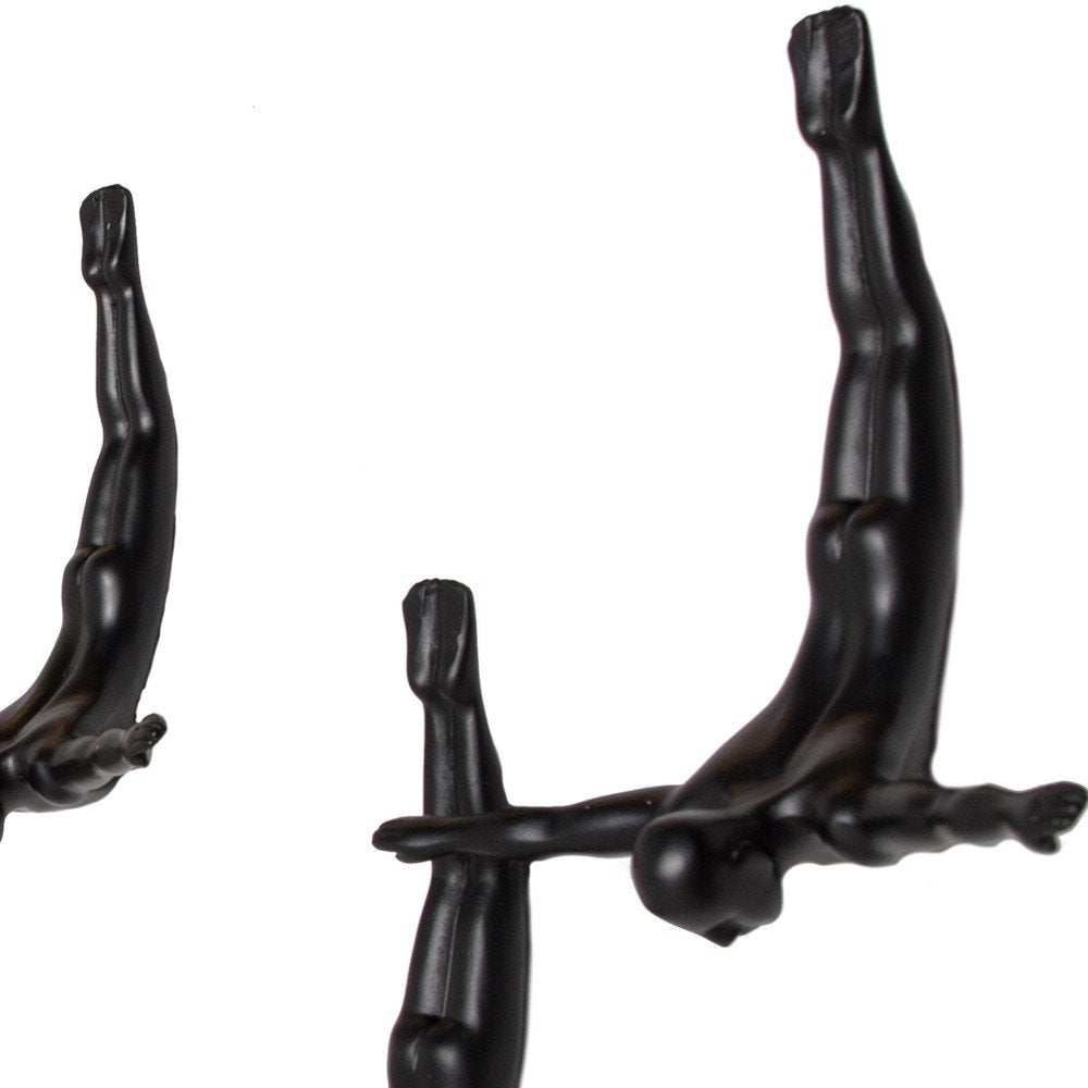 Set of Three White Resin Diving Man Hanging Dimensional Sculpture