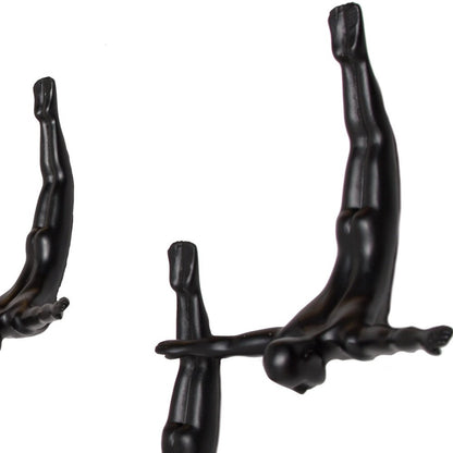 Set of Three White Resin Diving Man Hanging Dimensional Sculpture