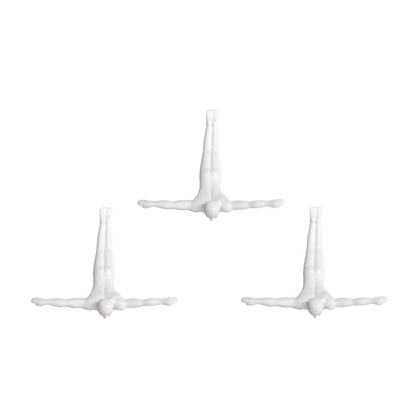 Set of Three White Resin Diving Man Hanging Dimensional Sculpture