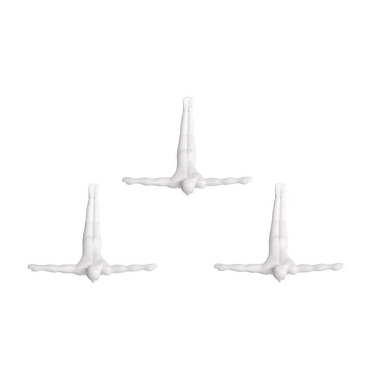 Set of Three White Resin Diving Man Hanging Dimensional Sculpture