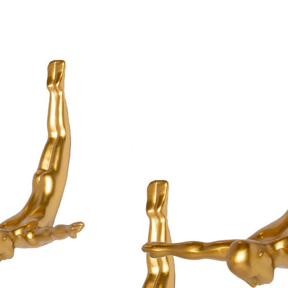 Set of Three White Resin Diving Man Hanging Dimensional Sculpture