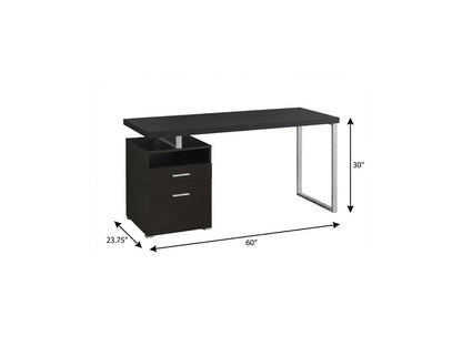 60" Taupe and Silver Computer Desk With Two Drawers