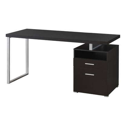 60" Taupe and Silver Computer Desk With Two Drawers