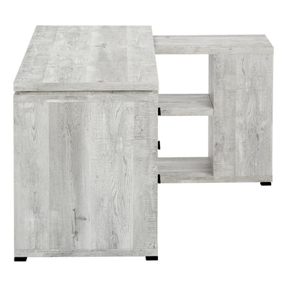 60" Gray L Shape Computer Desk With Three Drawers