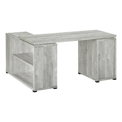 60" Gray L Shape Computer Desk With Three Drawers