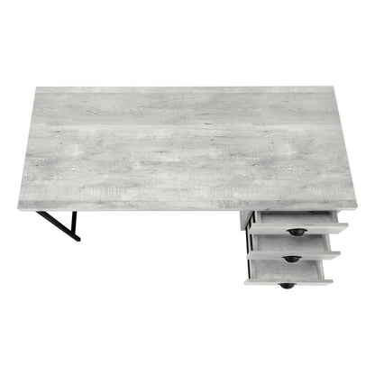 55" Gray and Black Computer Desk With Three Drawers