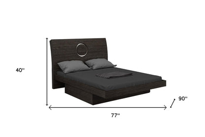 Gray Wood King Bed Frame With Drawer