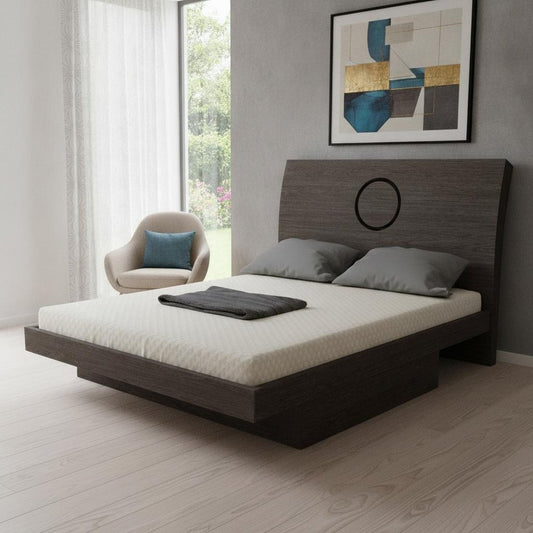 Gray Wood King Bed Frame With Drawer