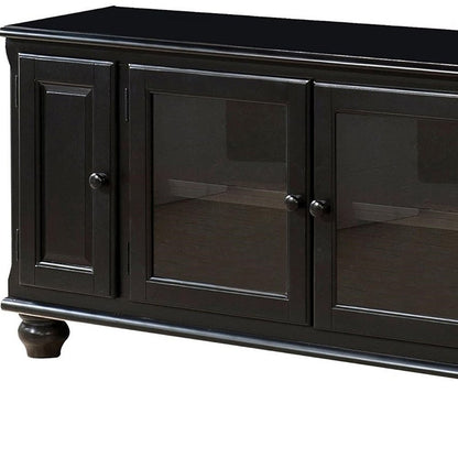 58" Black Wood Enclosed Storage TV Stand