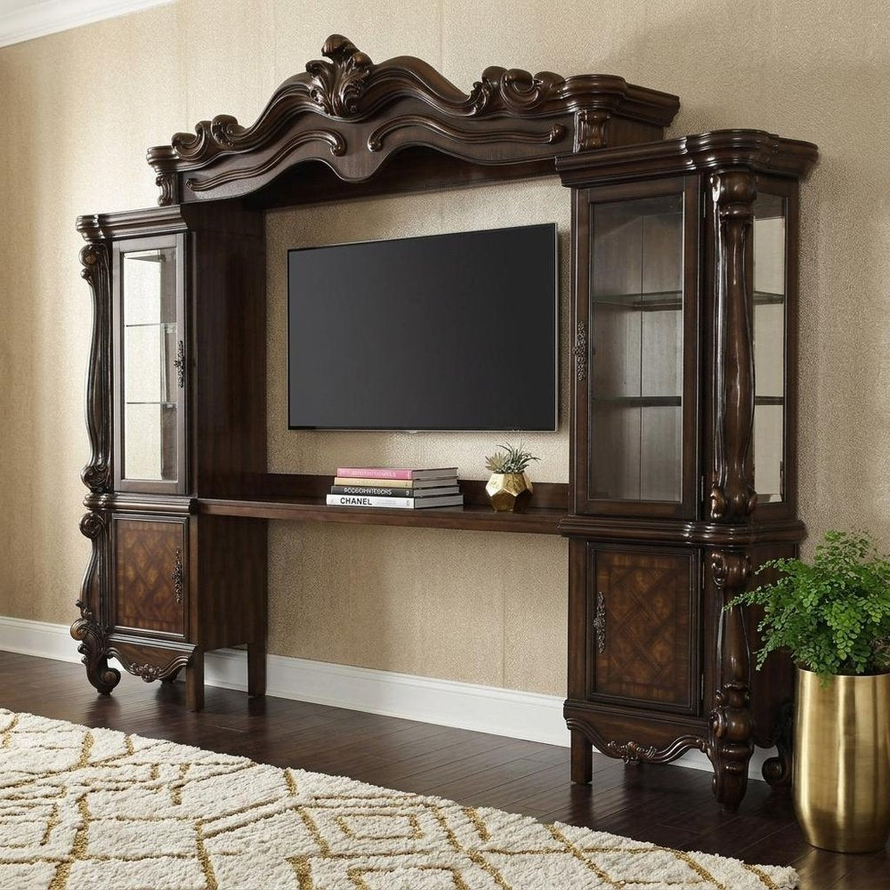 19" Brown Wood Cabinet Enclosed Storage Entertainment Center