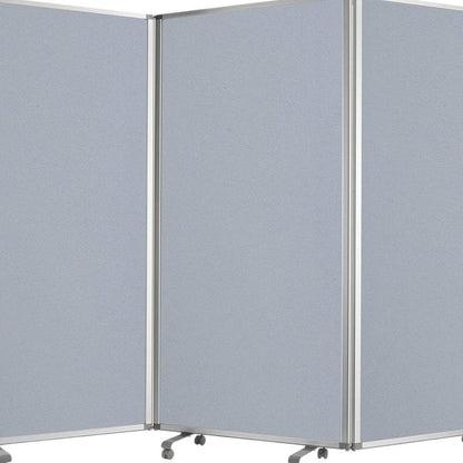 71" Gray Iron Folding Three Panel Screen Room Divider