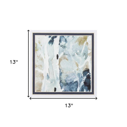 Set of Two Blue Watercolor Brushed Silver Framed Wall Art