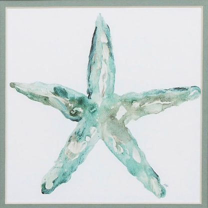 Set of Two Aqua Coastal White Square Framed Art
