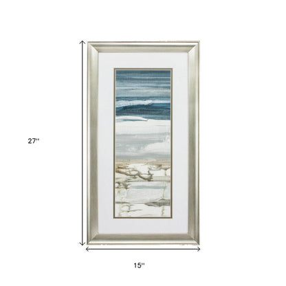 Set of Two 27" X 15" Ocean Print Silver Framed Art Wall Decor