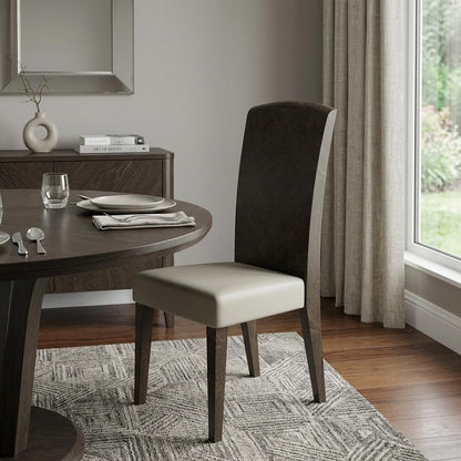 Set of Two Gray And Espresso Upholstered Dining Side Chairs