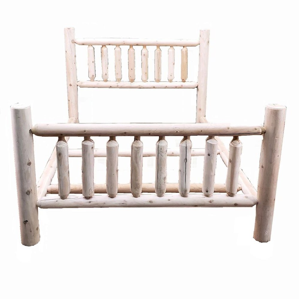 Natural Clear Finish Low Post Cedar Log Twin Bed