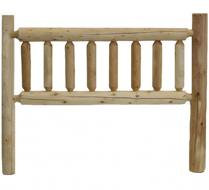 Natural Vintage Brown Finish Cedar Log Double Headboard