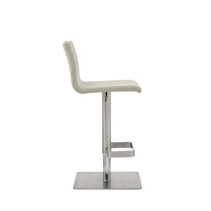 Light Gray And Silver Faux Leather And Steel Counter Height Bar Chair