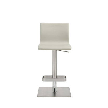 Light Gray And Silver Faux Leather And Steel Counter Height Bar Chair