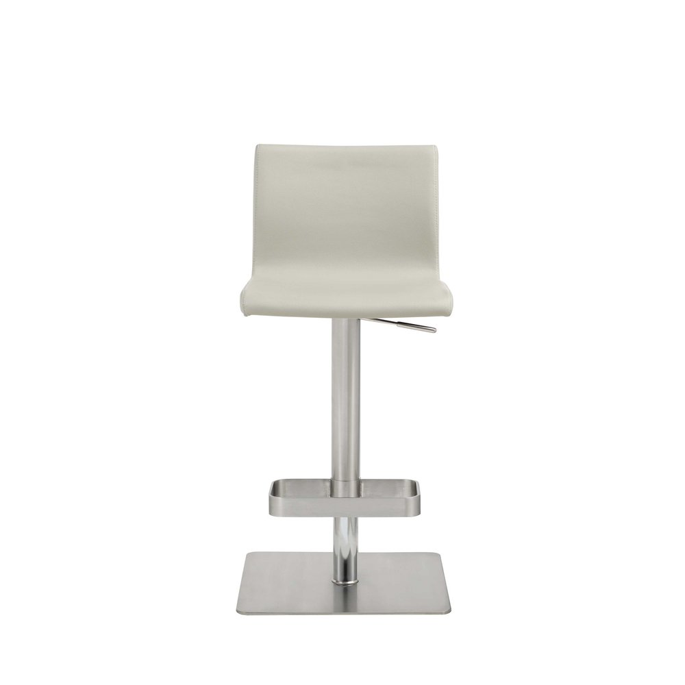 Light Gray And Silver Faux Leather And Steel Counter Height Bar Chair