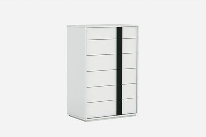 31" Black And White Stainless Steel Five Drawer Dresser
