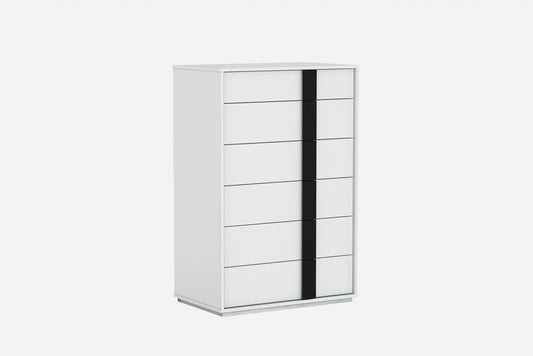 31" Black And White Stainless Steel Five Drawer Dresser
